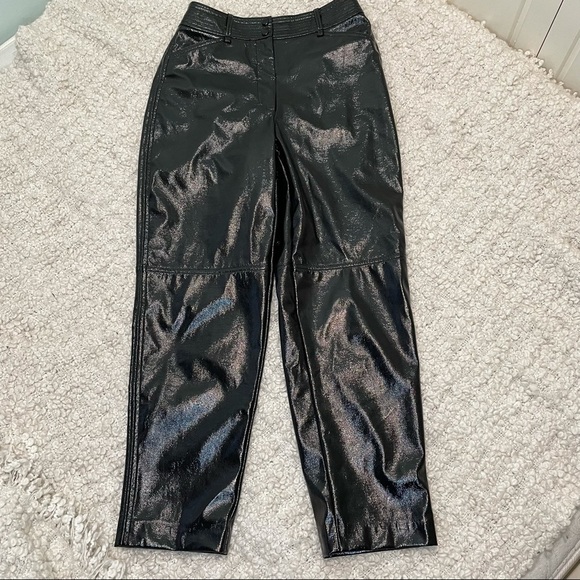 𝅺ARITZIA Wilfred Le Fou Shiny Black Faux Leather Vegan Pants 4 - Picture 2 of 7